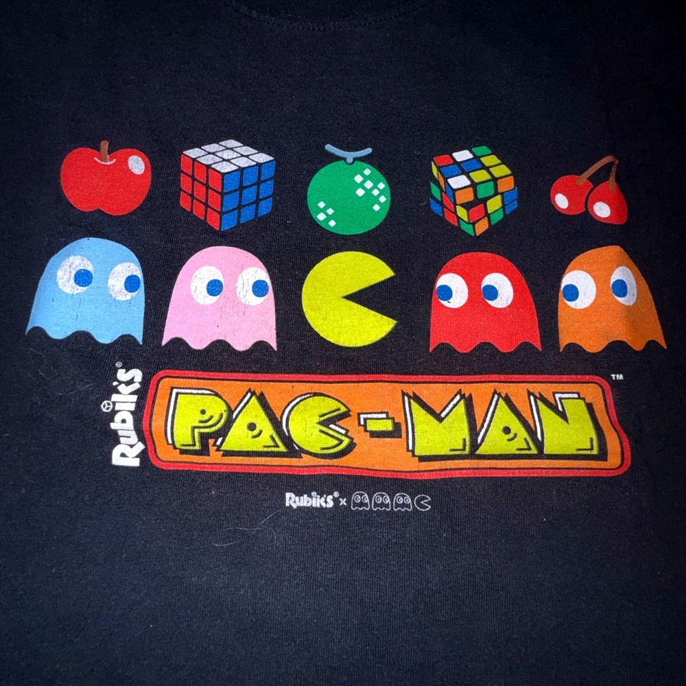 Brisco Pac-Man Rubiks Cube Tee Men M Black Good Retro Gaming Graphic